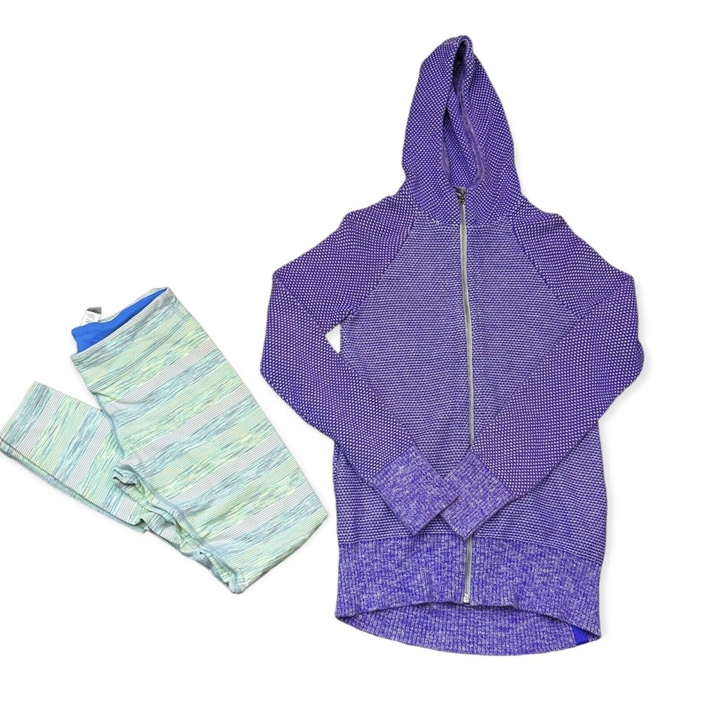 IVIVVA Knit Zip Sweater Hoodie Jacket & Leggings Bundle KIds Girls Size 14